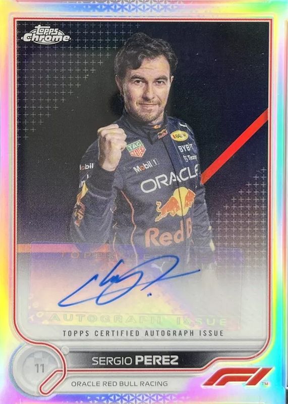 Sergio Perez 2022 Topps Chrome Formula 1 #CAC-SP Autographs PSA 8