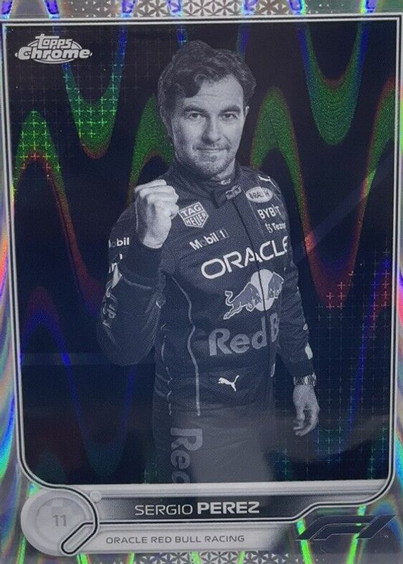 Sergio Perez 2022 Topps Chrome Formula 1 #21 Black & White RayWave Refractor SGC 9.5