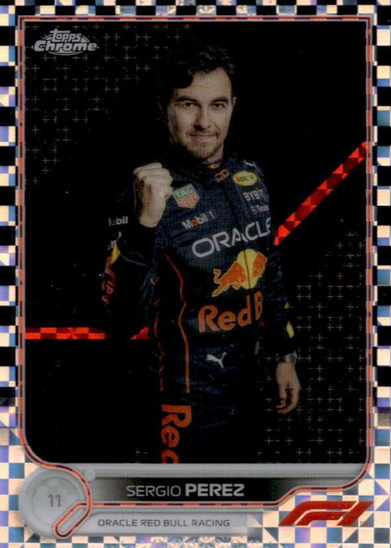 Sergio Perez 2022 Topps Chrome Formula 1 #21 Checker Flag Refractor PSA 10