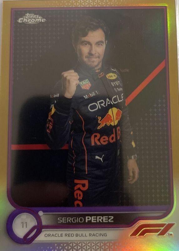 Sergio Perez 2022 Topps Chrome Formula 1 #21 Gold & Purple Refractor RAW