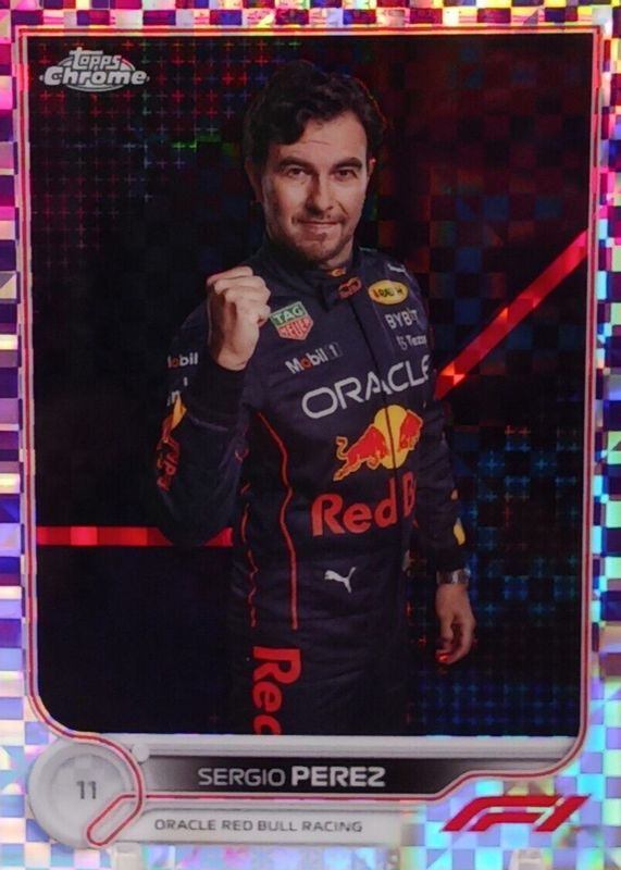 Sergio Perez 2022 Topps Chrome Formula 1 #21 Purple Checker Flag Refractor /199 SGC 10