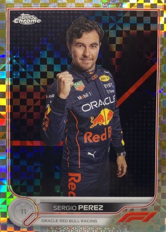 Sergio Perez 2022 Topps Chrome Formula 1 #21 Gold Checker Flag Refractor /50 RAW