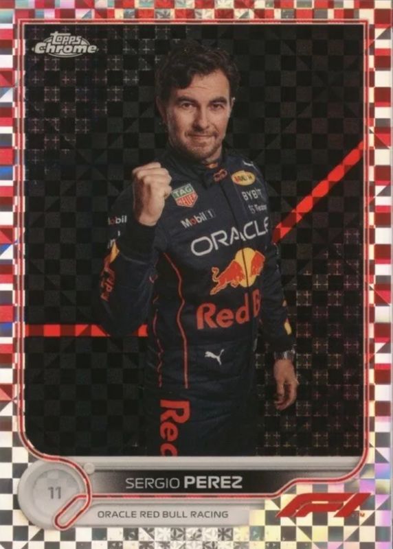 Sergio Perez 2022 Topps Chrome Formula 1 #21 Red Checker Flag Refractor /5 PSA 10