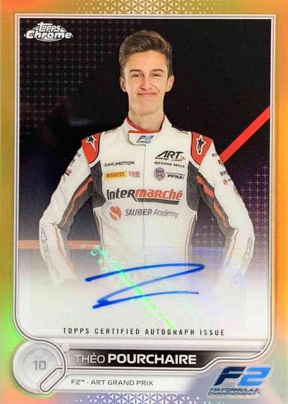 Theo Pourchaire 2022 Topps Chrome Formula 1 #CAC-TP Autographs - Gold Refractor /50 PSA 10