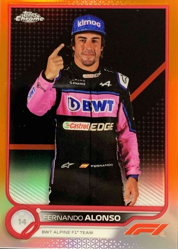 Fernando Alonso 2022 Topps Chrome Formula 1 #13 Orange & Red Refractor RAW