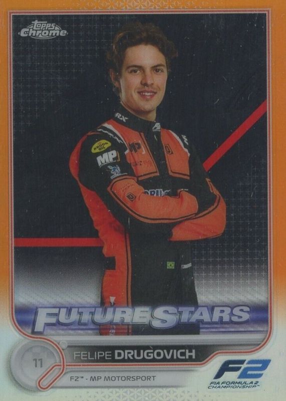 Felipe Drugovich 2022 Topps Chrome Formula 1 #87 Orange Refractor /25 PSA 10