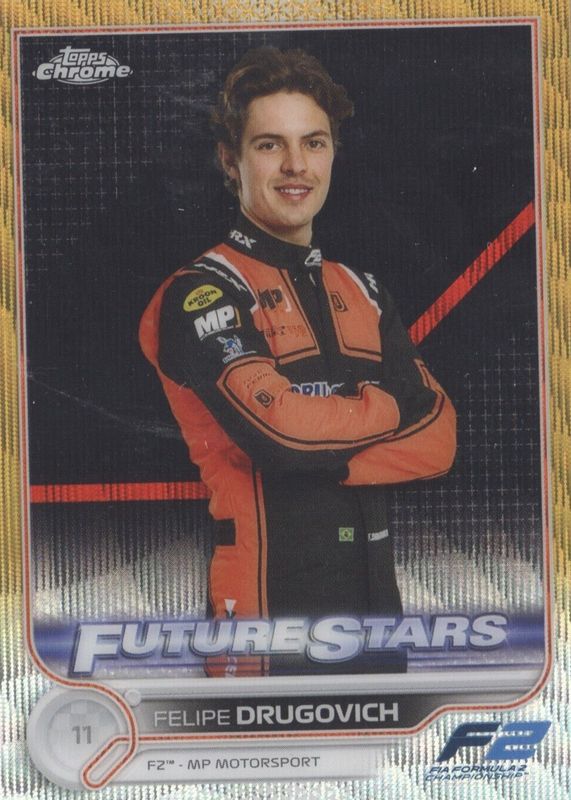 Felipe Drugovich 2022 Topps Chrome Formula 1 #87 Gold Wave Refractor /50 PSA 10