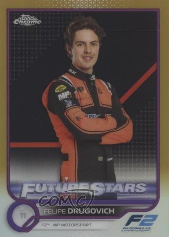 Felipe Drugovich 2022 Topps Chrome Formula 1 #87 Gold & Purple Refractor RAW