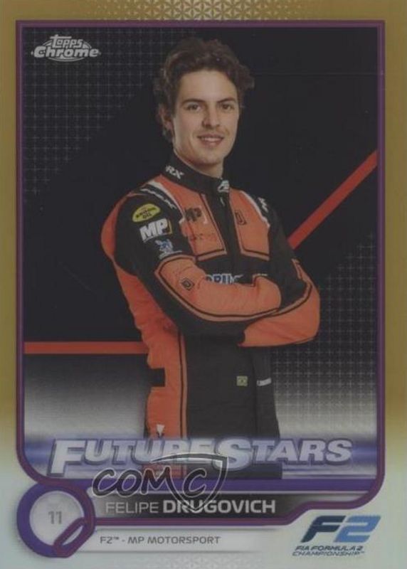 Felipe Drugovich 2022 Topps Chrome Formula 1 #87 Gold & Purple Refractor PSA 10