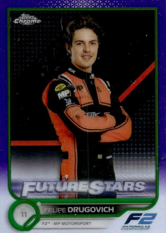 Felipe Drugovich 2022 Topps Chrome Formula 1 #87 Purple & Green Refractor RAW