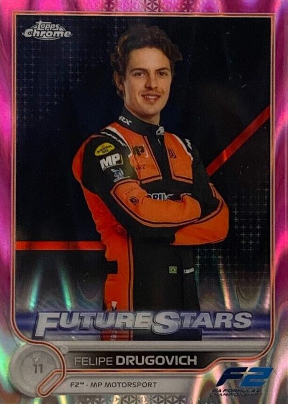 Felipe Drugovich 2022 Topps Chrome Formula 1 #87 Pink RayWave Refractor /75 RAW