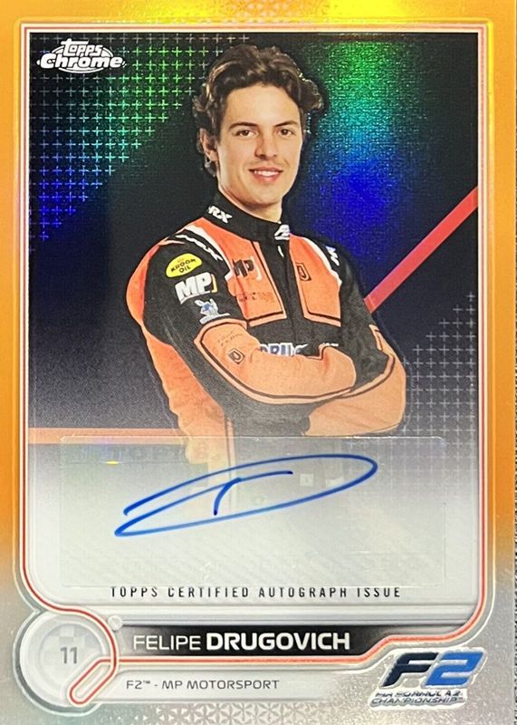 Felipe Drugovich 2022 Topps Chrome Formula 1 #CAC-FD Autographs - Orange Refractor /25 PSA 10