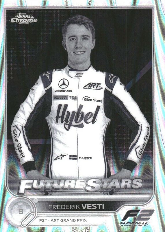 Frederik Vesti 2022 Topps Chrome Formula 1 #85 Black & White RayWave Refractor RAW