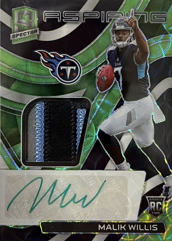 Malik Willis 2022 Spectra #APA-MWI Aspiring Patch Autographs - Neon Green /35 Rookie SGC 9.5