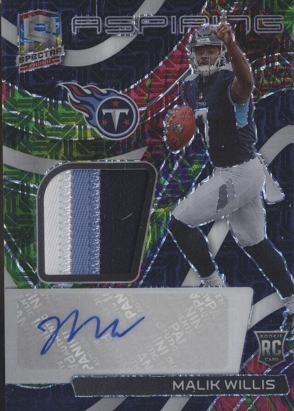 Malik Willis 2022 Spectra #APA-MWI Aspiring Patch Autographs - Meta /10 Rookie RAW