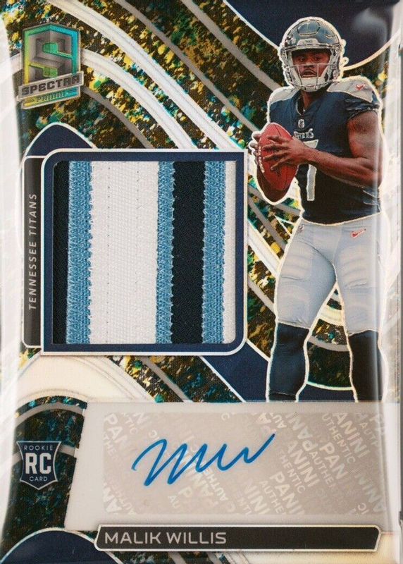 Malik Willis 2022 Spectra #225 Rookie Patch Auto - Neon Splatter /8 RAW