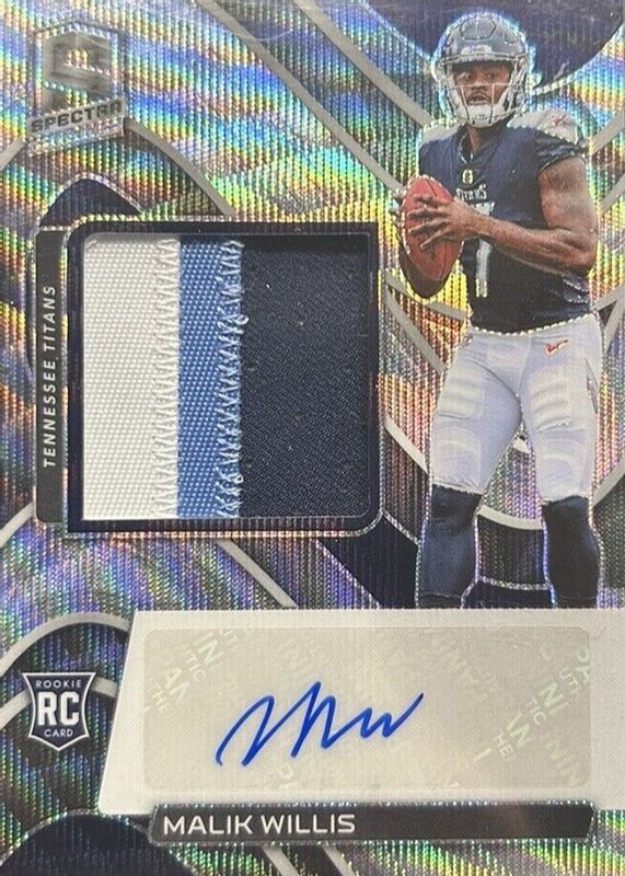 Malik Willis 2022 Spectra #225 Rookie Patch Auto - Wave /25 Rookie RAW