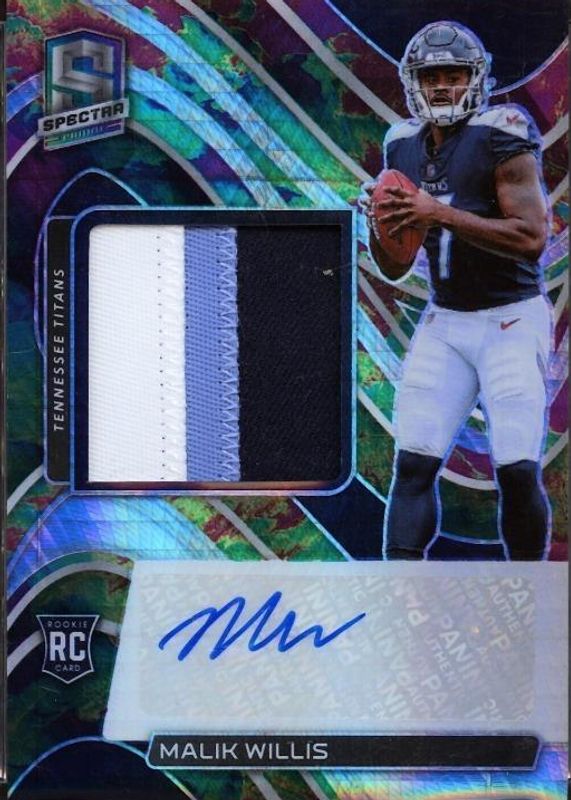 Malik Willis 2022 Spectra #225 Rookie Patch Auto - Celestial /99 Rookie SGC 9.5