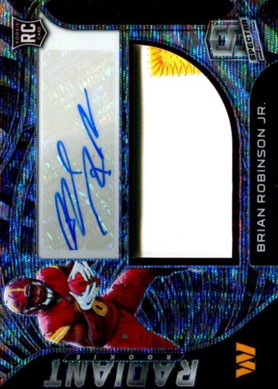 Brian Robinson Jr. 2022 Spectra #RAD-BRO Radiant Rookie Patch Signatures - Wave /25 PSA 10