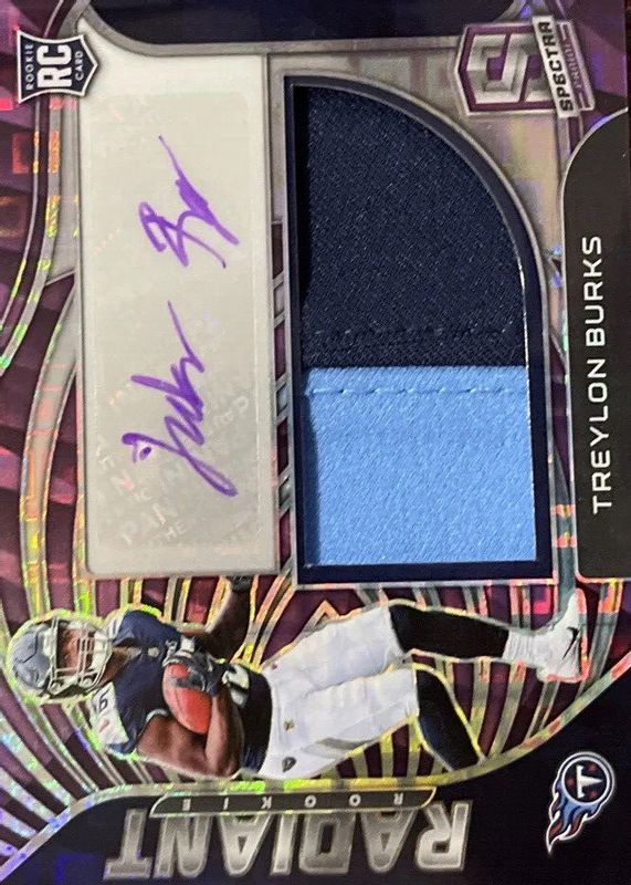 Treylon Burks 2022 Spectra #210 Rookie Patch Auto - Neon Purple /30 RAW