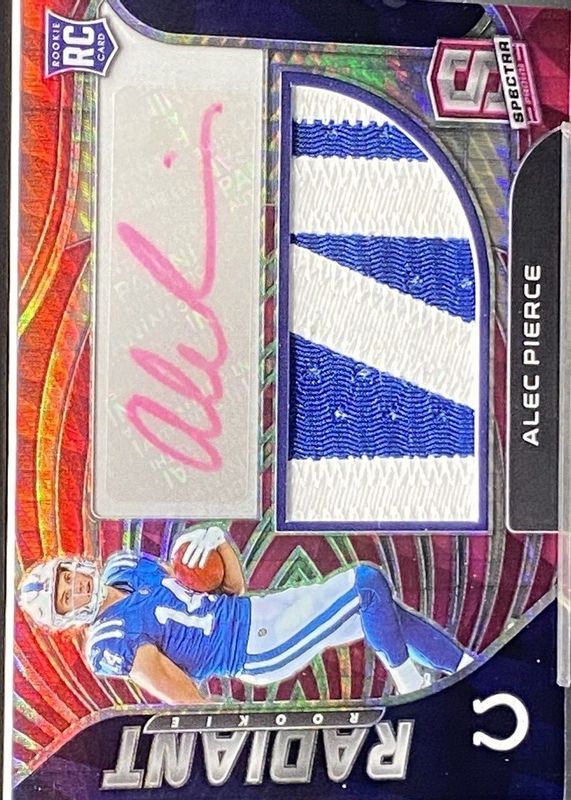 Alec Pierce 2022 Spectra #RAD-API Radiant Rookie Patch Signatures - Neon Pink /25 Rookie PSA 10