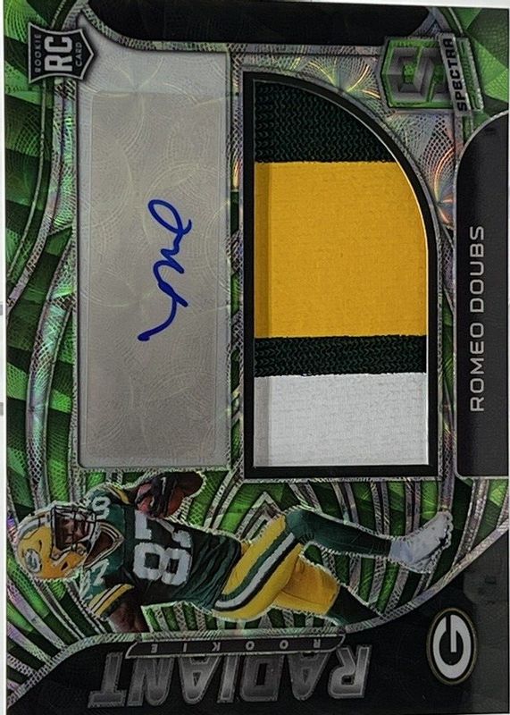 Romeo Doubs 2022 Spectra #RAD-RDO Radiant Rookie Patch Signatures - Neon Green /35 RAW