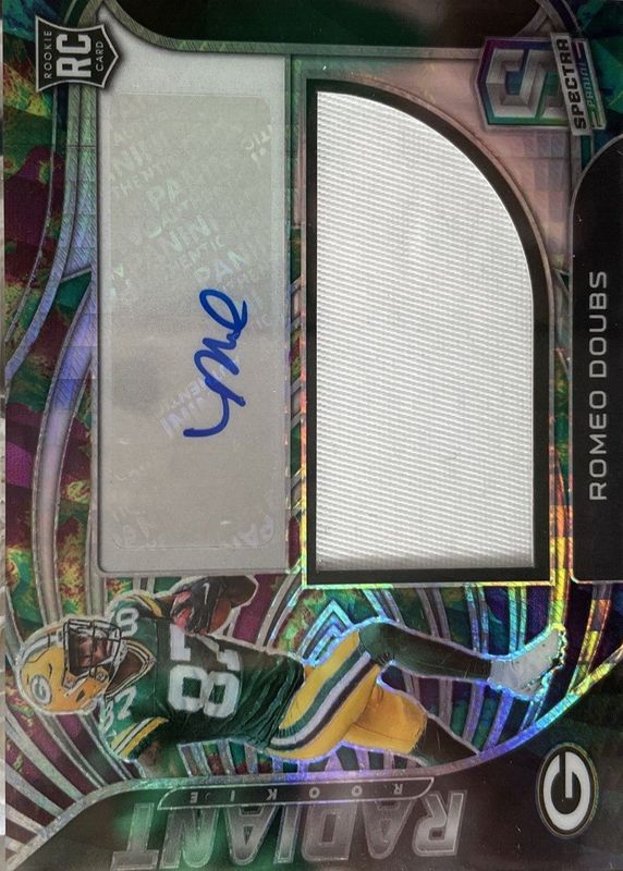 Romeo Doubs 2022 Spectra #RAD-RDO Radiant Rookie Patch Signatures - Celestial /75 RAW