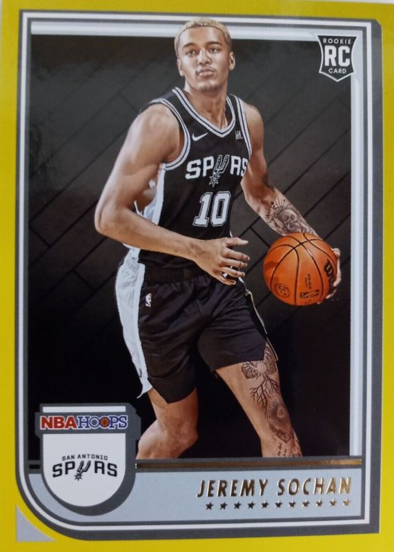 Jeremy Sochan 2022 Hoops #239 Yellow Rookie RAW