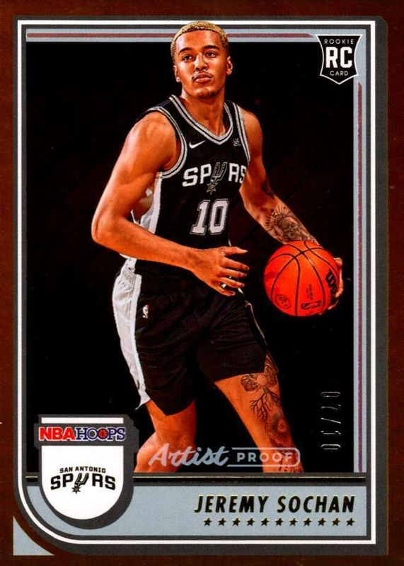 Jeremy Sochan 2022 Hoops #239 Artist Proof Gold /10 Rookie RAW