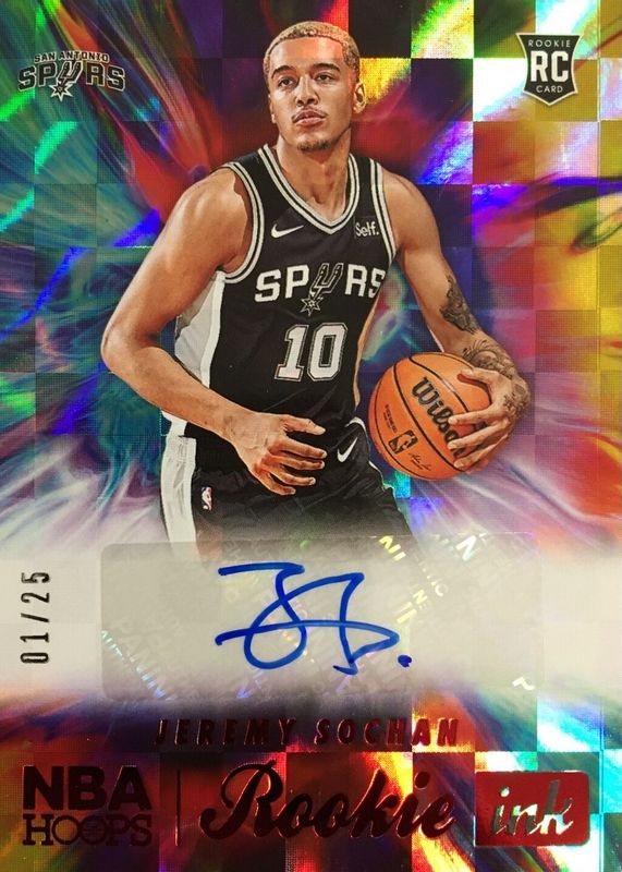 Jeremy Sochan 2022 Hoops #RI-JMS Rookie Ink - Red /25 Price Guide 