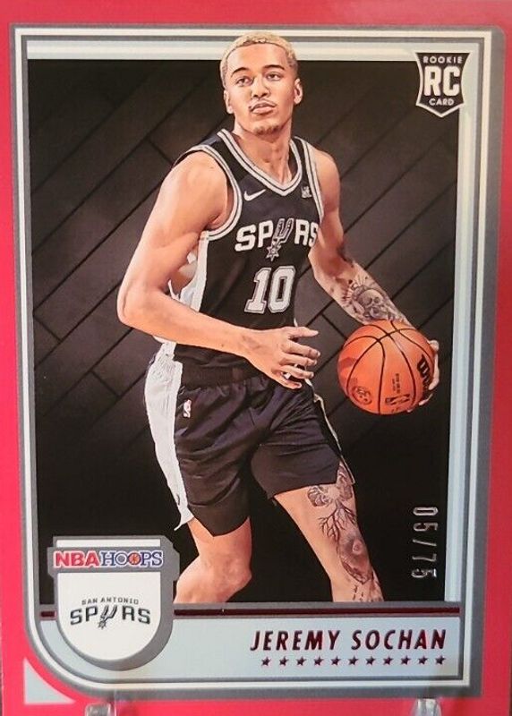 Jeremy Sochan 2022 Hoops #239 Red /75 Rookie SGC 9.5