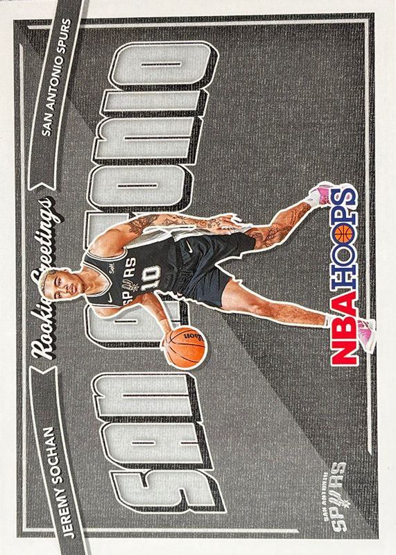Jeremy Sochan 2022 Hoops #9 Rookie Greetings RAW