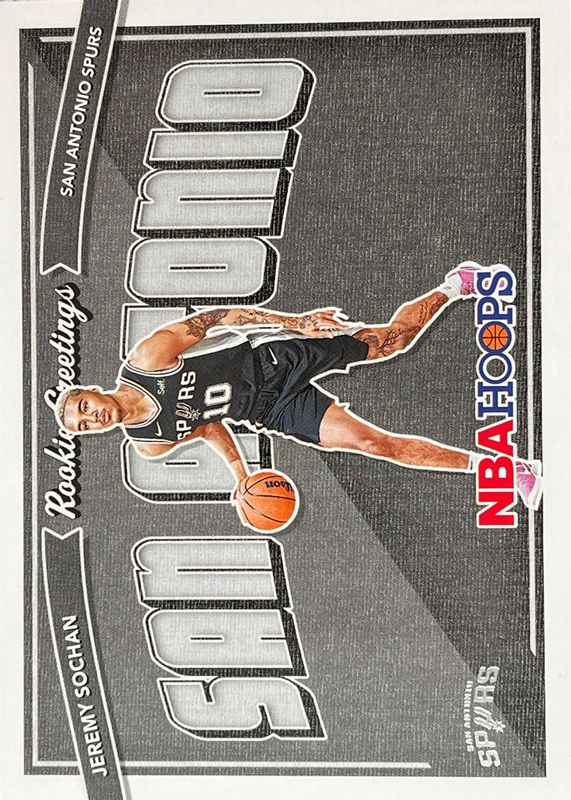 Jeremy Sochan 2022 Hoops #9 Rookie Greetings Rookie SGC 10