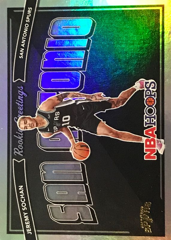 Jeremy Sochan 2022 Hoops #9 Rookie Greetings - Holo Rookie RAW