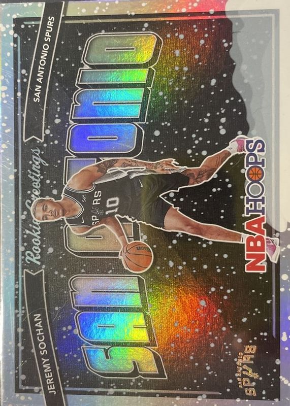 Jeremy Sochan 2022 Hoops #9 Rookie Greetings - Winter Holo Rookie SGC 9.5