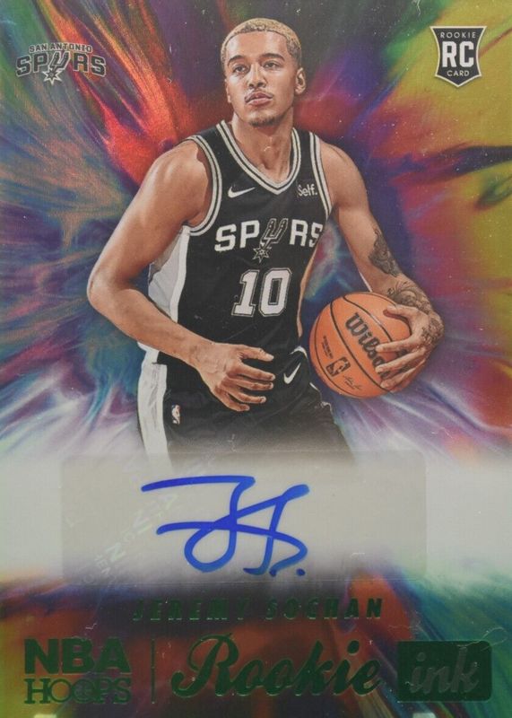 Jeremy Sochan 2022 Hoops #RI-JMS Rookie Ink - Green Rookie SGC 9.5