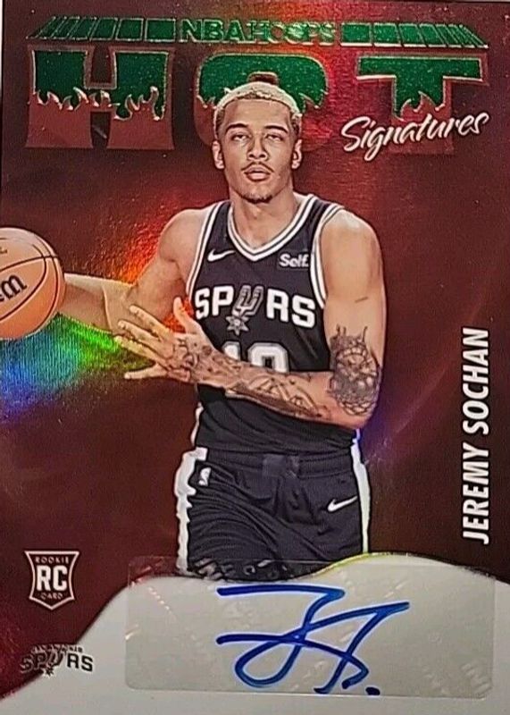 Jeremy Sochan 2022 Hoops #HSR-JMS Hot Signatures Rookies - Green RAW