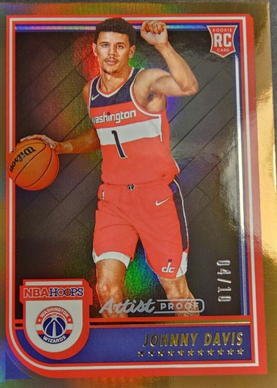 Johnny Davis 2022 Hoops #240 Artist Proof Gold /10 Rookie RAW