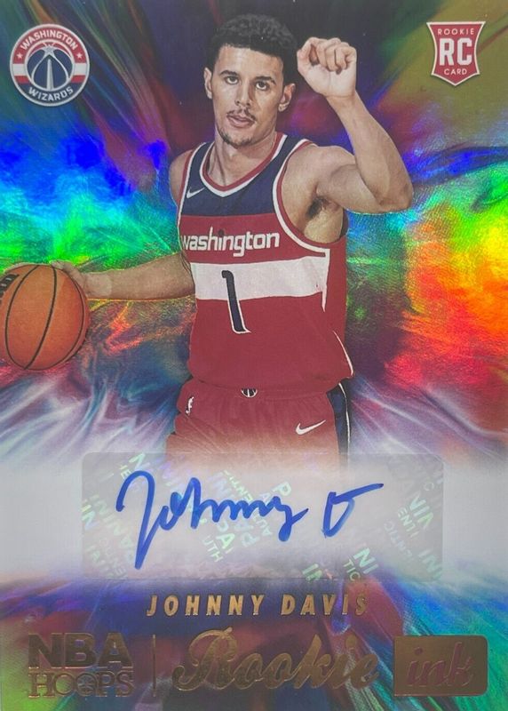 Johnny Davis 2022 Hoops #RI-JDV Rookie Ink - Hyper Gold Rookie RAW