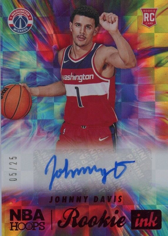 Johnny Davis 2022 Hoops #RI-JDV Rookie Ink - Red /25 RAW