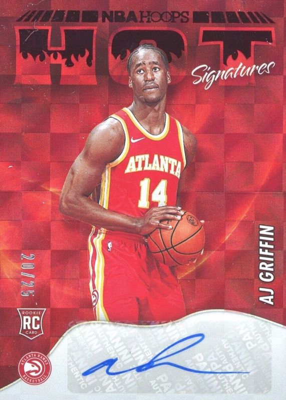 AJ Griffin 2022 Hoops #HSR-AJG Hot Signatures Rookies - Red /25 RAW