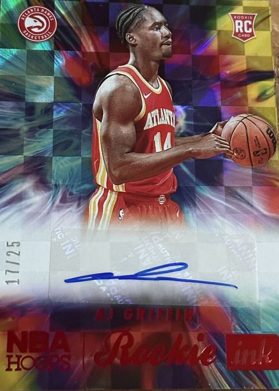 AJ Griffin 2022 Hoops #RI-AJG Rookie Ink - Red /25 SGC 10