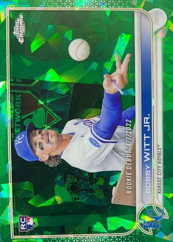 Bobby Witt Jr. 2022 Topps Chrome Update Sapphire Edition #US113 Rookie Debut - Green /75 Rookie SGC 9