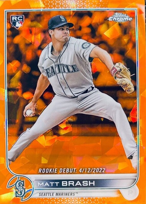 Matt Brash 2022 Topps Chrome Update Sapphire Edition #US274 Rookie Debut - Orange /25 Rookie PSA 9