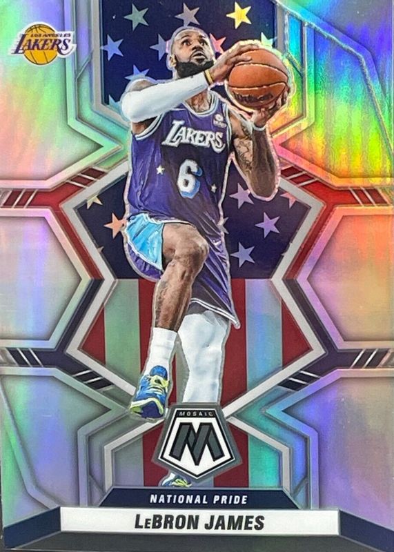 LeBron James 2021 Mosaic #246 National Pride - Silver PSA 8