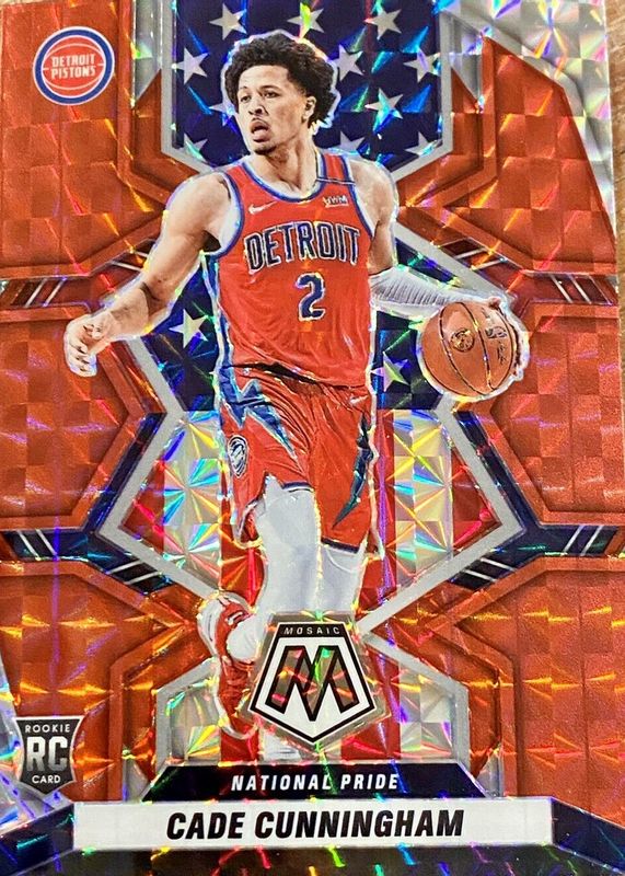 Cade Cunningham 2021 Mosaic #260 National Pride - Red Rookie RAW