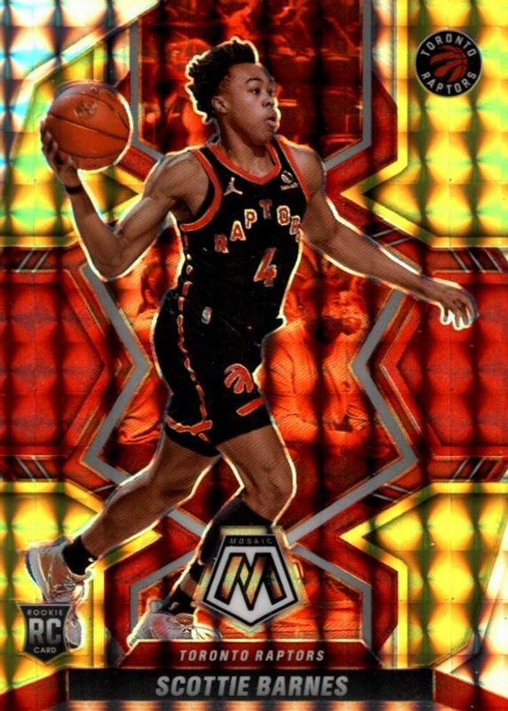 Scottie Barnes 2021 Mosaic #207 Choice Fusion Red & Yellow /88 Rookie PSA 8