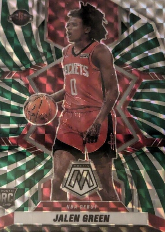 Jalen Green 2021 Mosaic #262 NBA Debut - Green Swirl /10 Rookie PSA 8