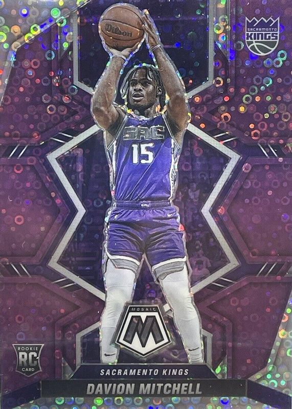 Davion Mitchell 2021 Mosaic #208 Fast Break Purple /50 Rookie RAW