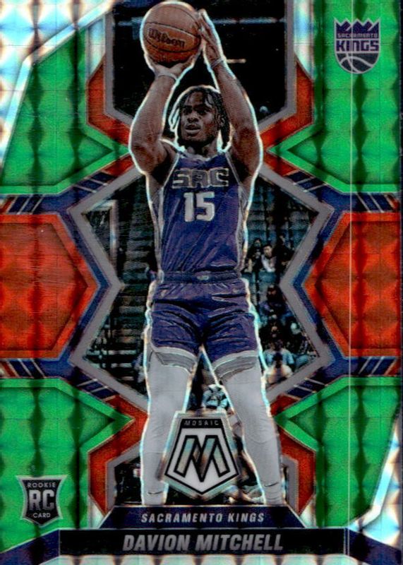 Davion Mitchell 2021 Mosaic #208 Choice Red & Green Rookie RAW